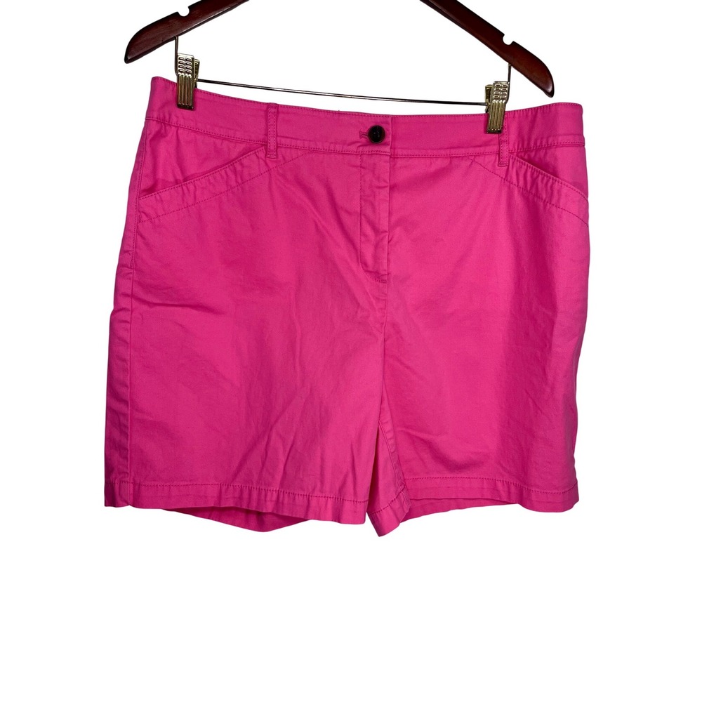 Talbots Chino Shorts Womens 14 Pink Mid Rise Stretch Cotton